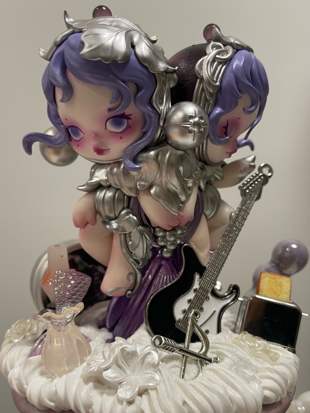 Purple Fantasy Figurine Cup with Silver Accents